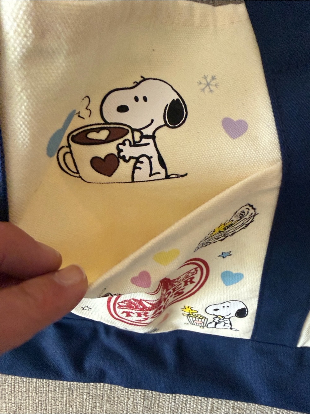 Snoopy Canvas Tote Bag - Navy & Cream - Picture 5 of 7